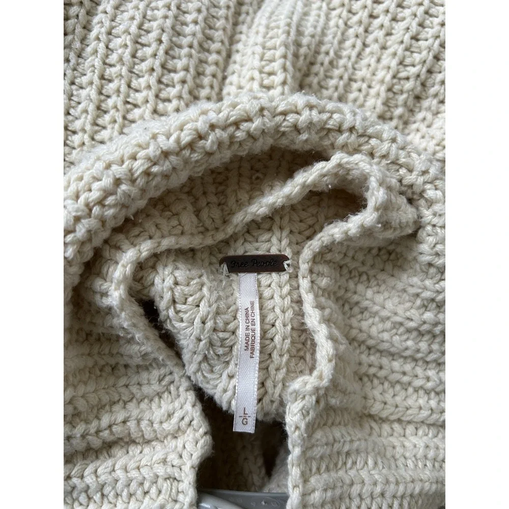 Free People Swim Too Deep Sweater L Ivory Chunky Knit Oversized Slouchy Cozy